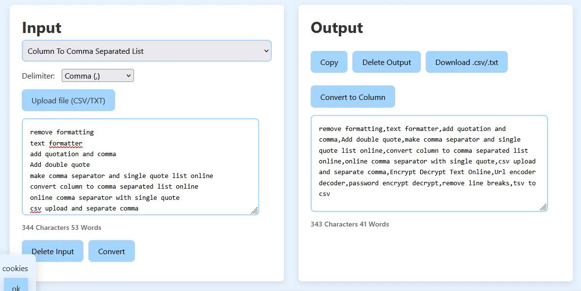 How to Convert Column to Comma Separated List Online 6 Convert Column to Comma Separated List