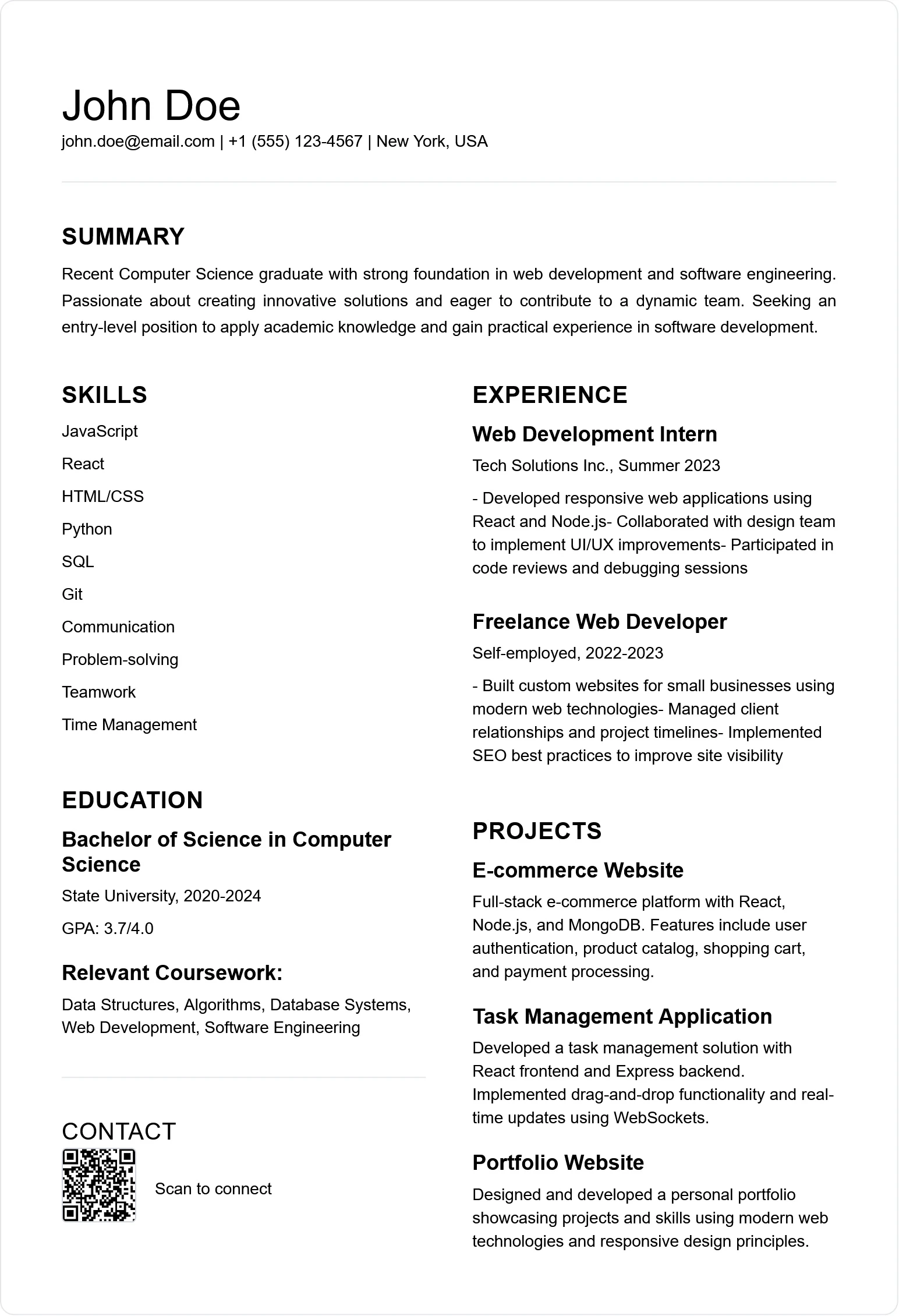 Resume Maker for Freshers Free | Build Job-Ready CV Online 5 Modern Minimalist Resume Template Preview